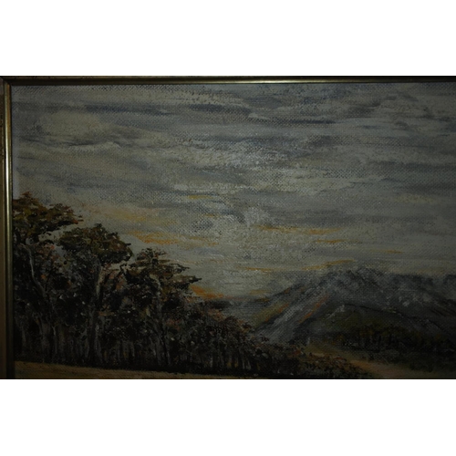 1148 - A large framed oil on board signed C Fisher, Approx 85x70cm.