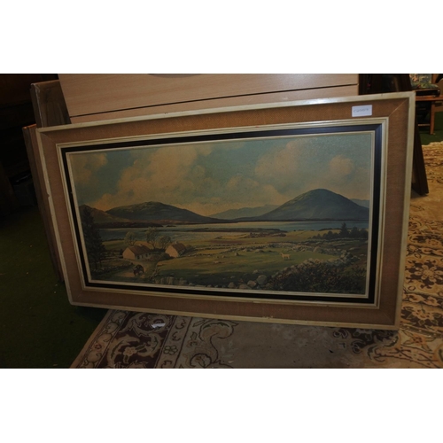 1166 - A large vintage Irish scene picture by Alan B Charlton, Approx 90x52cm.