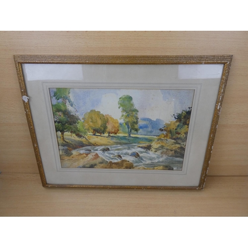 514 - An early framed watercolour 'Glenelly River, Londonderry' signed Erwin, measuring 52x40cm.