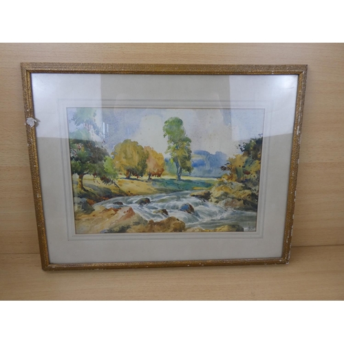 514 - An early framed watercolour 'Glenelly River, Londonderry' signed Erwin, measuring 52x40cm.