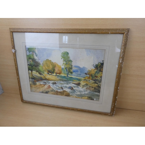 514 - An early framed watercolour 'Glenelly River, Londonderry' signed Erwin, measuring 52x40cm.