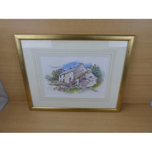 537 - A stunning gilt framed pen, ink and watercolour painting 'Old Farmhouse, Horn Head, Dunfanaghy' by J... 