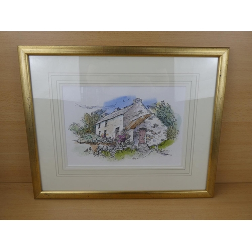 537 - A stunning gilt framed pen, ink and watercolour painting 'Old Farmhouse, Horn Head, Dunfanaghy' by J... 