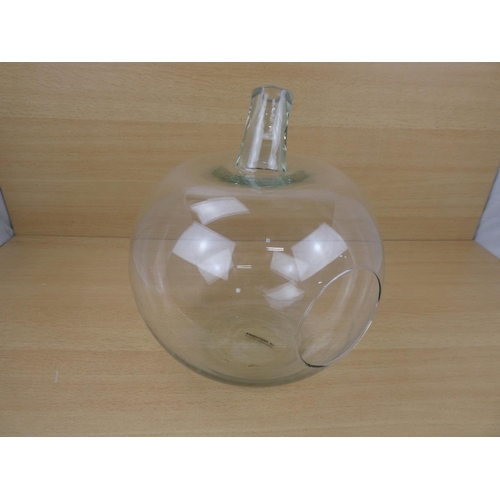 546 - A large glass terrarium in the shape of an apple, measuring 30cm in height.