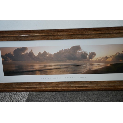 615 - A modern framed picture 'Chris Simpson - Distant Shore', measuring 42x104cm.