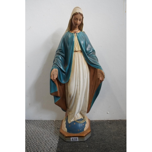 616 - A large vintage Religious statue of the Virgin Mary, measuring 65cm in height.