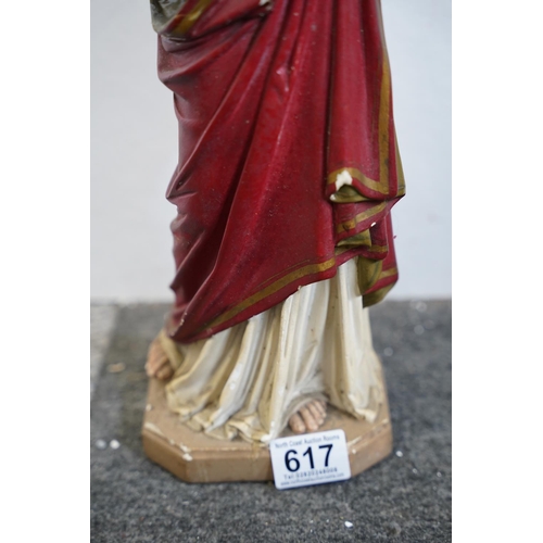 617 - A vintage Religious Statue of Jesus/ Sacred Heart, measuring 42cm in height.