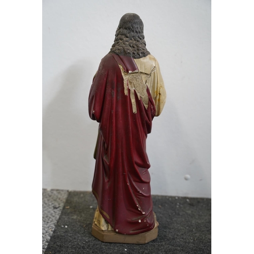 617 - A vintage Religious Statue of Jesus/ Sacred Heart, measuring 42cm in height.