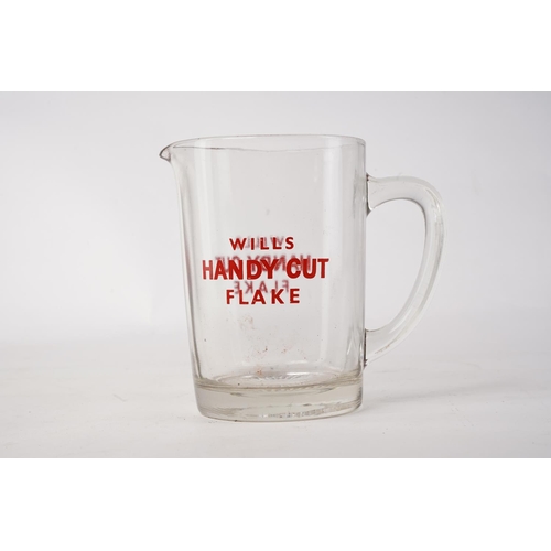 635 - A vintage Wills Handy Cut Flake glass jug.