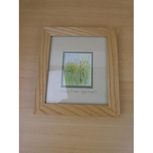 30 - A stunning pine framed handstitched floral picture by Sybil Moses '97.