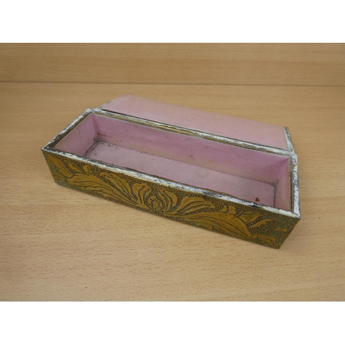 144 - A vintage brass patterned jewellery box.