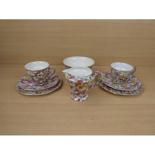 170 - A stunning part tea set of James Kent & Co 'De Berry' chintz pattern china.