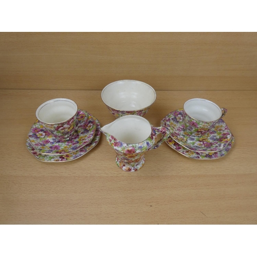 170 - A stunning part tea set of James Kent & Co 'De Berry' chintz pattern china.