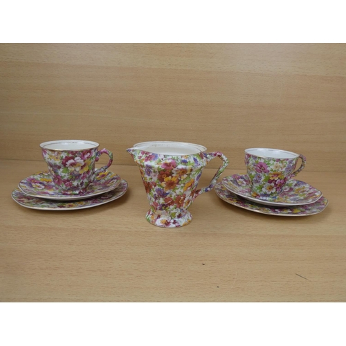 170 - A stunning part tea set of James Kent & Co 'De Berry' chintz pattern china.