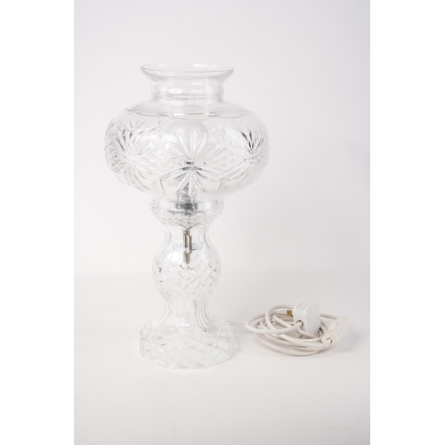 202 - A stunning large Tyrone Crystal table lamp and shade, measuring 40cm in height.