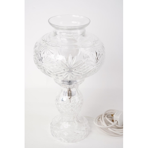 202 - A stunning large Tyrone Crystal table lamp and shade, measuring 40cm in height.