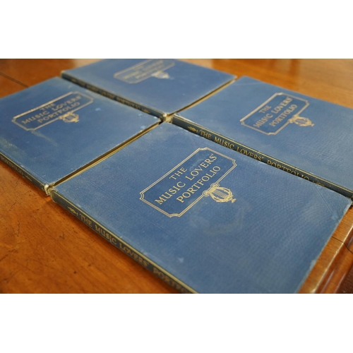 286 - Four antique leather bound 'The Music Lovers' Portfolio' music books.