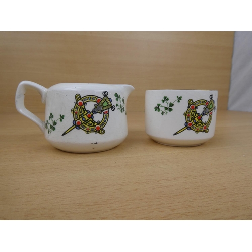 309 - A vintage Carrigaline Irish pottery milk jug and sugar bowl.