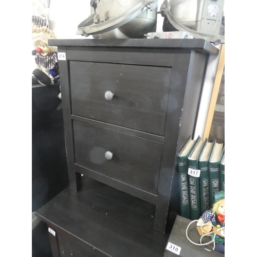 314 - A modern two drawer chest, measuring 54x66x39cm.