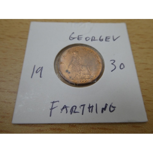 357 - A lot of George V Farthing in presentation folder, dates 1927, 1928, 1930, 1931, 1932, 1934 and 1936... 