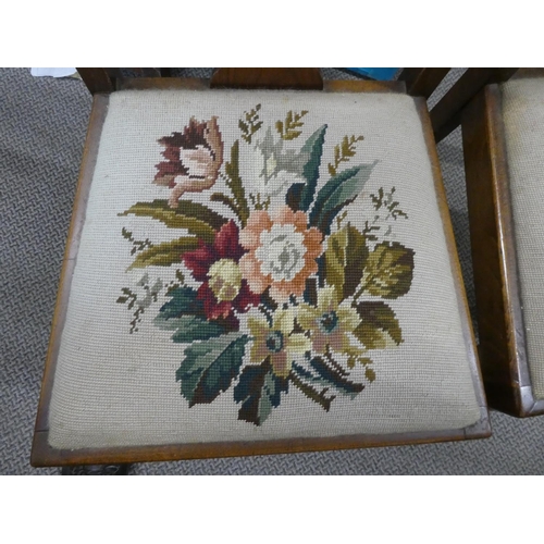 425 - A pair of vintage chairs with tapestry seats.