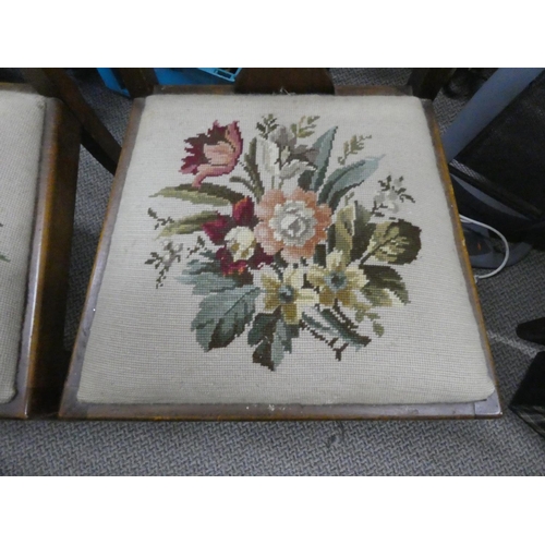 434 - A pair of vintage mahogany chairs with tapestry seats.