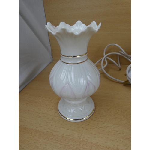 450 - A Belleek pottery table lamp base, a Royal Tara Irish porcelain bowl and lots more.