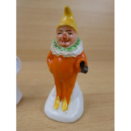 566 - A novelty ceramic salt and pepper, a Beswick mask jug 'Mr Varden' and another.