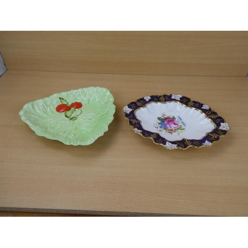 571 - A stunning Royal Crown Derby 'Vine' dish and a Carlton Ware cabbage leaf dish.