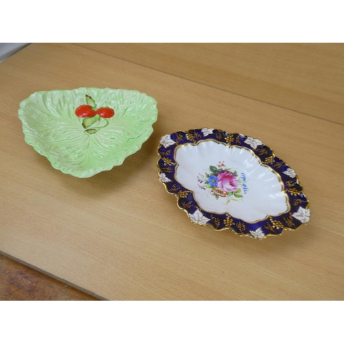 571 - A stunning Royal Crown Derby 'Vine' dish and a Carlton Ware cabbage leaf dish.