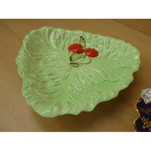 571 - A stunning Royal Crown Derby 'Vine' dish and a Carlton Ware cabbage leaf dish.