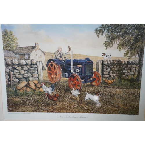 614 - A pair of framed prints from the James Herriot 1994, Border Fine Art collection 'New Technology Arri... 