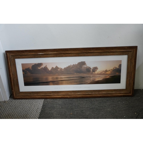 615 - A modern framed picture 'Chris Simpson - Distant Shore', measuring 42x104cm.