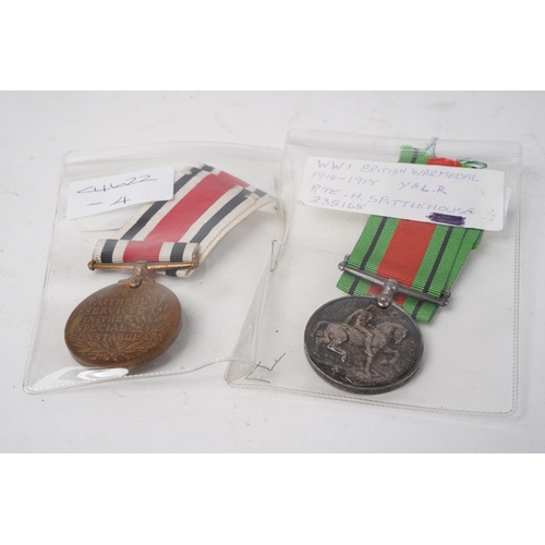 762 - A stunning WW1 Long Service Police medal 1914 - 1918 for John A Spittlehouse and a WW1 British War m... 