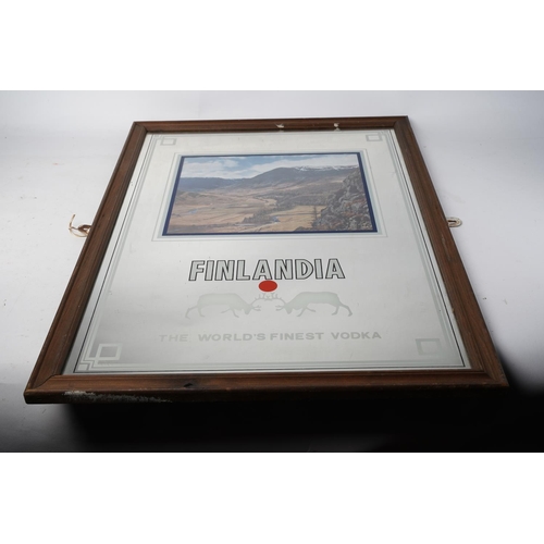 796 - A vintage framed Finlandia Vodka advertising mirror, measuring 40x60cm.