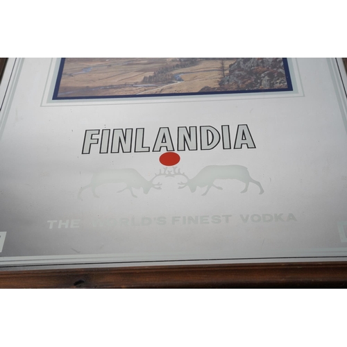 796 - A vintage framed Finlandia Vodka advertising mirror, measuring 40x60cm.