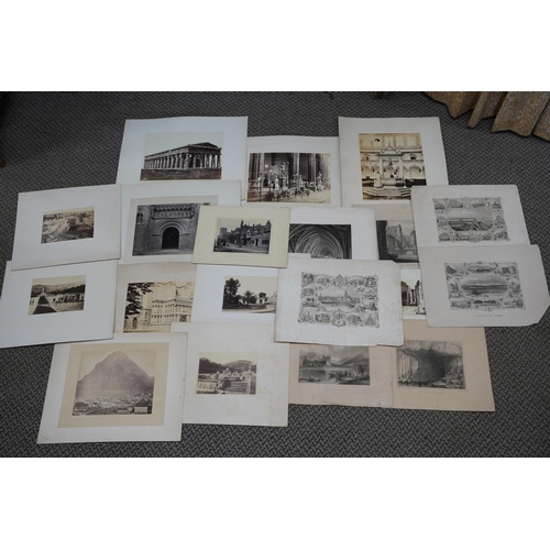 898 - A lot of antique mounted prints of monumental building and more.