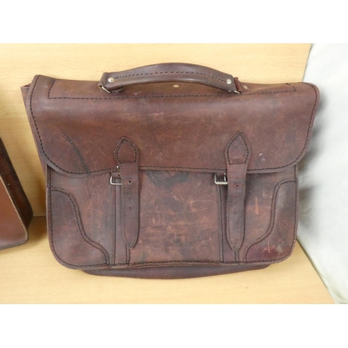 3 - Two vintage leather satchels.