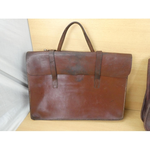 3 - Two vintage leather satchels.