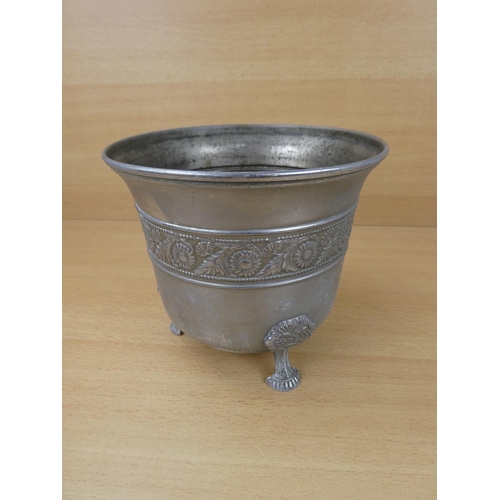 35 - A vintage metal planter, Measuring 17cm in height.