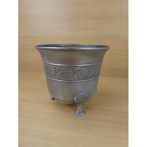 35 - A vintage metal planter, Measuring 17cm in height.