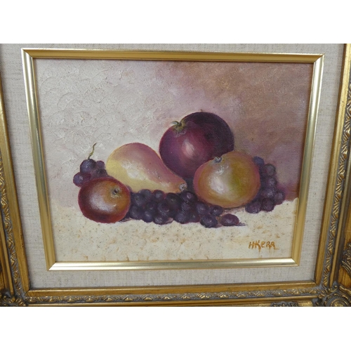 48 - A gilt framed still life oil painting signed H Kerr, measuring 25x20cm (print size).