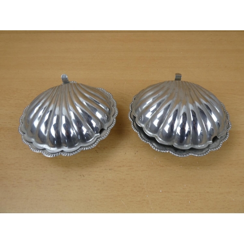 95 - A pair of vintage silver plated and glass preserve dishes.