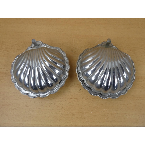 95 - A pair of vintage silver plated and glass preserve dishes.