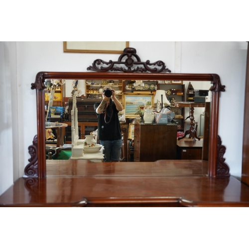 116 - A stunning antique mahogany step front mirror back sideboard, measuring 156x190x53cm.