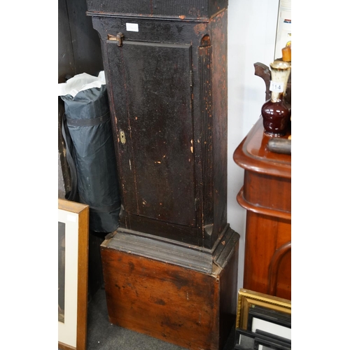 121 - An antique longcase clock case for restoration, measuring 210cm in height.