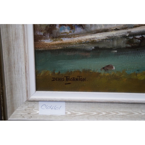 128 - A stunning vintage framed oil painting signed Denis Thornton, measuring 60x29cm.