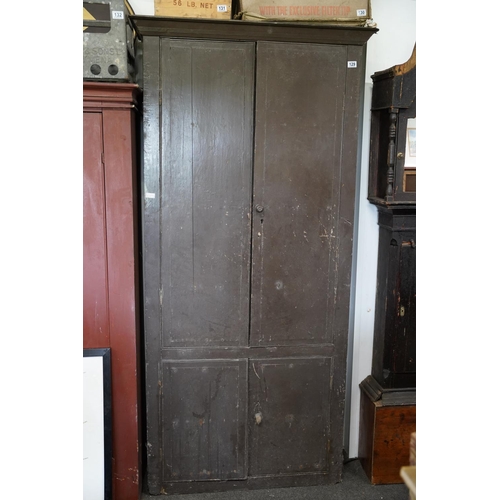 129 - A stunning antique Irish four door housekeepers cupboard, measuring 102x211x38cm.