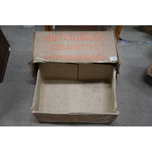 130 - A large vintage Du Maurier Cigarettes cardboard box, measuring 54x27x34cm.