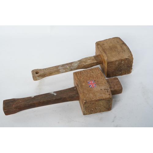 152 - Two vintage wooden mallets.